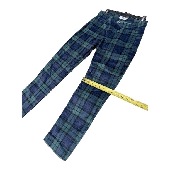 Vineyard Vines black watch plaid velvet pants Crop Straight High rise size 26 - Picture 7 of 10